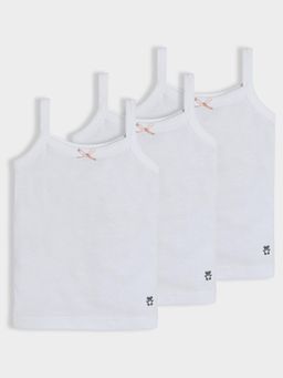 Mi Arcus - Cotton Solid White Camisole for Girls (Pack of 3)