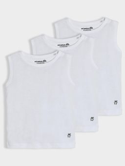 Mi Arcus - Cotton Solid White Vests for Kids (Pack of 3)