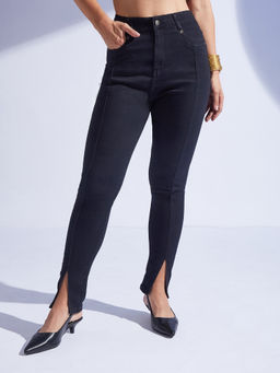 Miss Chase - Womens Black Skinny High Rise Regular-Length Stretchable Denim Jeans