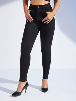 Miss Chase - Womens Black Skinny Fit Regular Length Clean Look Stretchable Denim Jeans