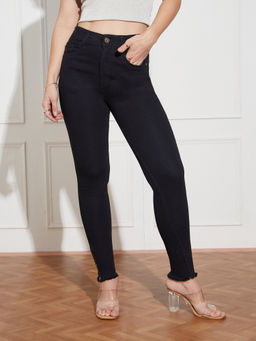 Miss Chase - Womens Black Slim Fit High Rise Regular Length Stretchable Denim Jeans