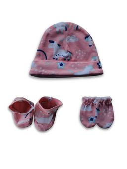 The Mom Store - Pink Mittens, Booties and Cap Magical Unicorn (Set of 3) (0-3 Months)