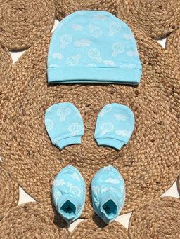 The Mom Store - Sky Drift - Mittens, Booties and Cap (Set of 3) (0-3 Months)