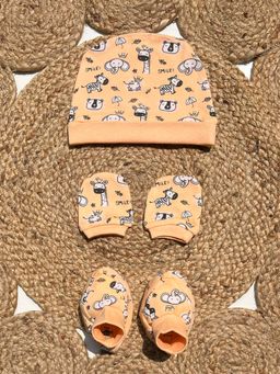 The Mom Store - Rusty Jungle - Mittens, Booties and Cap (Set of 3) (0-3 Months)