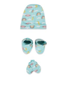 The Mom Store - Blue Mittens, Booties and Cap - Twinkle (Set of 3) (0-3 Months)