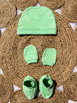 The Mom Store - Vroom Vroom - Mittens, Booties and Cap (Set of 3) (0-3 Months)