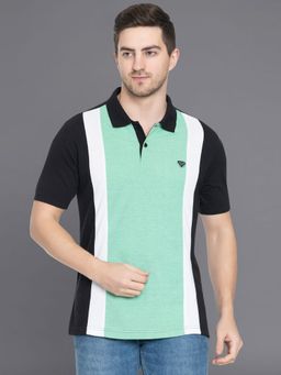 Club York - Men Black Half Sleeve Colorblocked Polo Neck T-shirt