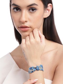 RICHEERA - Women Blue And Silver-Toned Silver-Plated Multistrand Bracelet