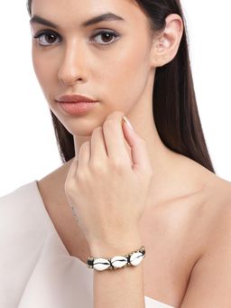 RICHEERA - Women Black And Gold-Toned Charm Bracelet