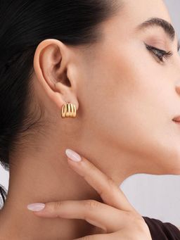 Palmonas - Sculpted Gold Stud Earrings - Waterproof And Anti-Tarnish