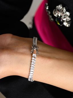 METALM - 925 Silver Cz Diamonds Tennis Bracelet For Women