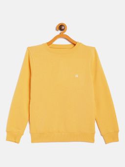 CRIMSOUNE CLUB - Girls Yellow Solid Round Neck Sweatshirt