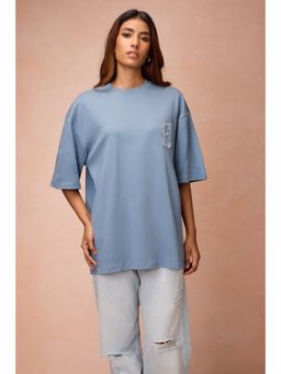 FREAKINS - Womens Doggo Over All Blue T-Shirt