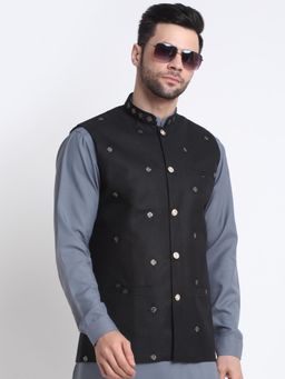 Kraft India - Mens Black Silk Embroidered Sequence Jacket