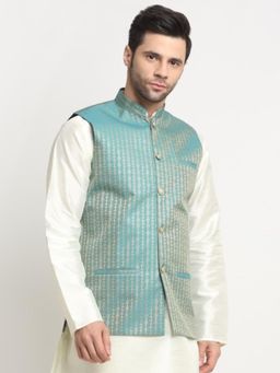 Kraft India - Mens Woven Blue Nehru Jacket