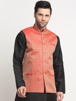 Kraft India - Mens Woven Red Nehru Jacket