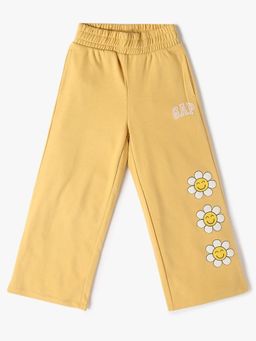 GAP - Girls Yellow Knitted Relaxed Fit Graphic Trackpant