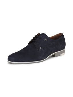 Louis Philippe - Mens Navy Cow Nubuck Leather Lace Up Derbies