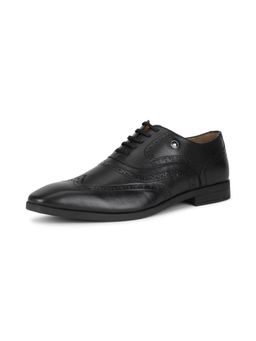 Louis Philippe - Mens Black Leather Lace Up Brogues