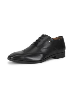 Louis Philippe - Mens Black Leather Lace Up Oxfords
