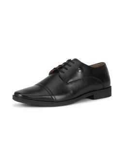 Louis Philippe - Mens Black Leather Lace Up Derbies