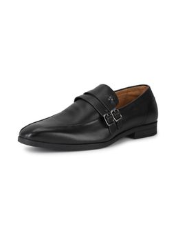 Louis Philippe - Mens Black Leather Loafers
