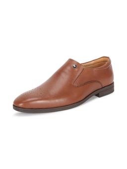 Louis Philippe - Mens Brown Leather Loafers