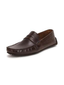 Louis Philippe - Mens Brown Leather Loafers