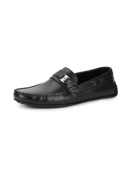Louis Philippe - Mens Black Leather Loafers