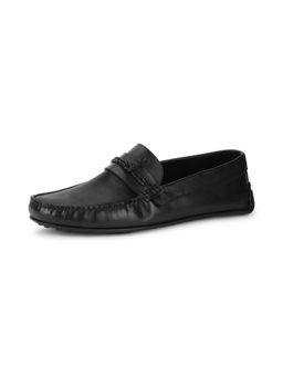 Louis Philippe - Mens Formal Black Leather Loafers