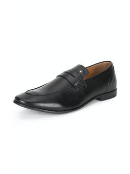 Louis Philippe - Mens Black Leather Formal Loafers