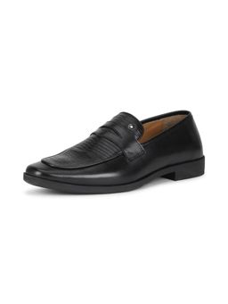 Louis Philippe - Mens Black Leather Loafers