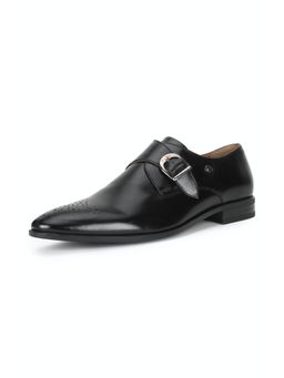 Louis Philippe - Mens Black Leather Formal Monk Straps