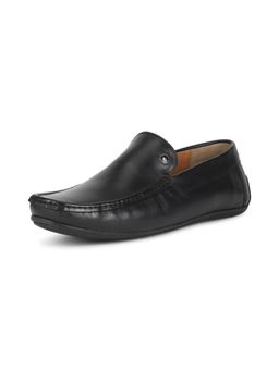 Louis Philippe - Mens Black Leather Loafers