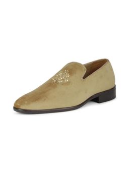 Louis Philippe - Mens Beige Fabric Loafers