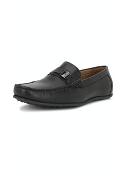 Louis Philippe - Mens Black Leather Loafers