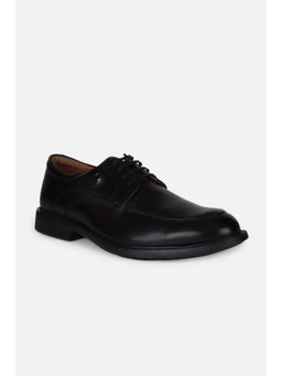 Louis Philippe - Mens Stitch Detail Leather Black Lace Up Derbies