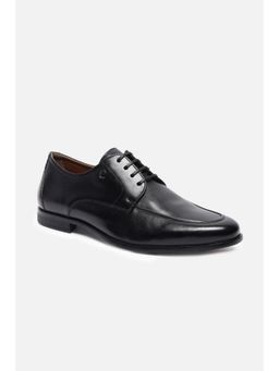 Louis Philippe - Mens Classic Plain Toe Leather Black Lace Up Derbies