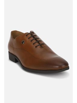 Louis Philippe - Mens Brown Leather Lace Up Oxfords