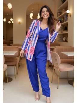 Ishnya - Women Blue Jumpsuit With Jacket