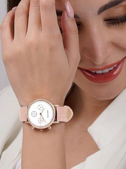 Joker and Witch - Joker & Witch Boston White Dial Pink PU Strap Watch