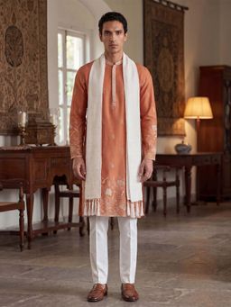 ETHNIC BAY - Peach Floral Regular Kurta with Pant and Dupatta