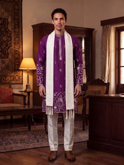 ETHNIC BAY - Purple Floral Regular Kurta with Pant and Dupatta