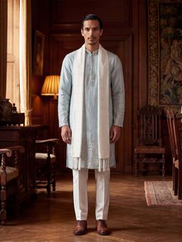 ETHNIC BAY - Blue Embroidered Regular Kurta and Dupatta