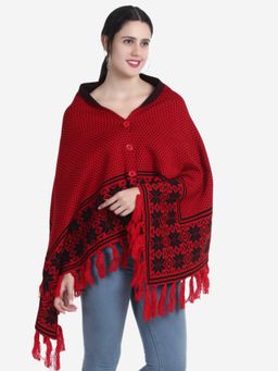 JOE Hazel - Full Sleeve Red Colour Poncho