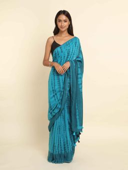 Suta - Blue Tie And Dye Cotton Blend Saree