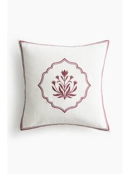 H&M - White Embroidered Cushion Cover