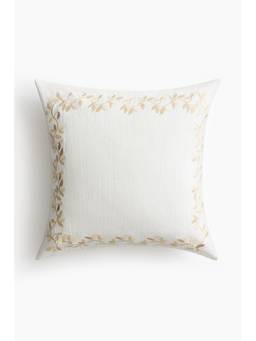 H&M - White Embroidered Cushion Cover