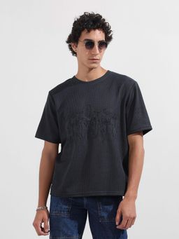 The Indian Garage Co - Men Grey Self Design T-Shirt