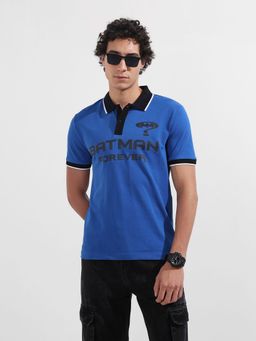 The Indian Garage Co - Men Blue Typography Polo T-Shirt